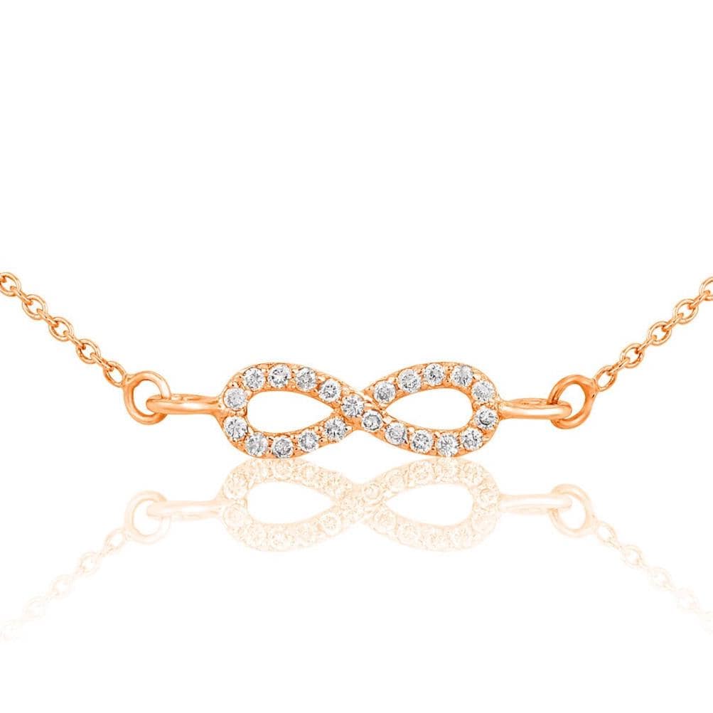 Infinity Charm Diamond Necklace, 14k Solid Gold, Natural Diamonds, Dainty Eternity Necklace, Minimalist Stacking Necklace, Gift For Her