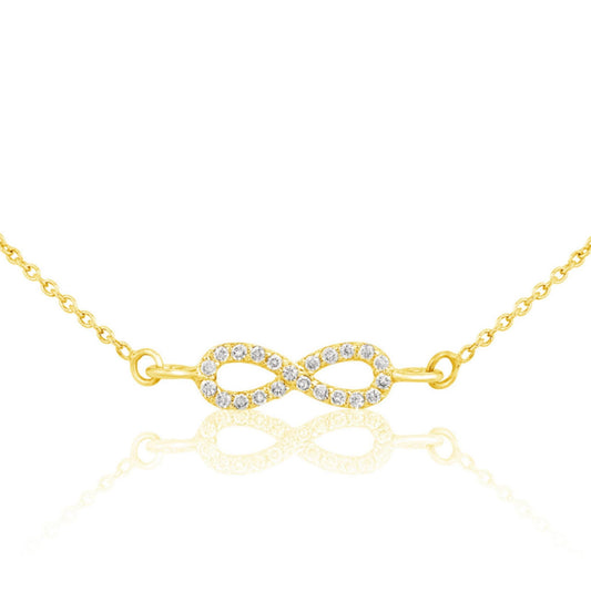 Infinity Charm Diamond Necklace, 14k Solid Gold, Natural Diamonds, Dainty Eternity Necklace, Minimalist Stacking Necklace, Gift For Her
