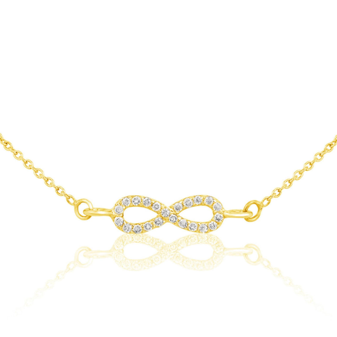 Infinity Charm Diamond Necklace, 14k Solid Gold, Natural Diamonds, Dainty Eternity Necklace, Minimalist Stacking Necklace, Gift For Her