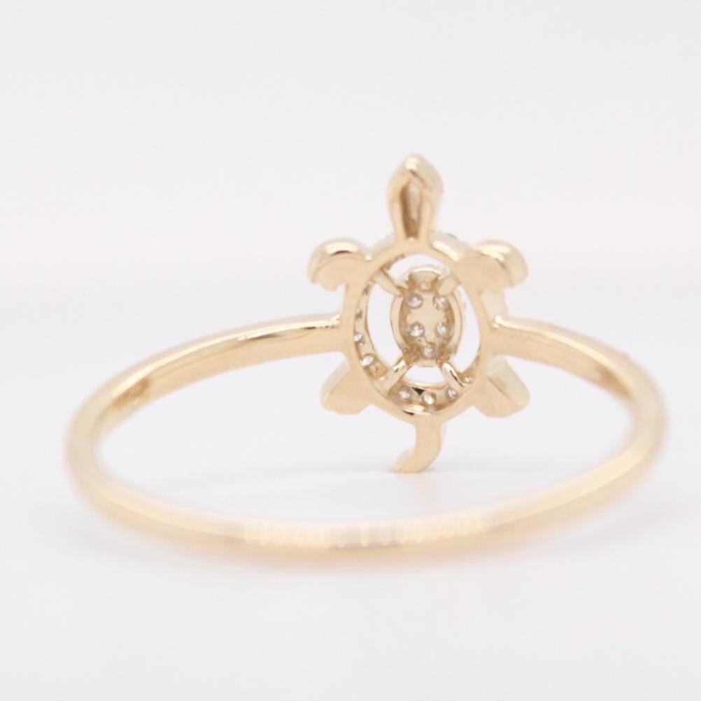 Turtle Diamond Ring, 14K Solid Gold, Natural Diamonds, Animal Ring, , Everyday Jewelry Gift For Her