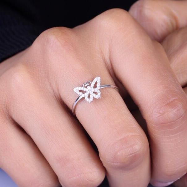 Butterfly Diamond Ring, 14k Solid Gold, Natural Diamonds, Animal Jewelry, Everyday Ring, Gift For Her