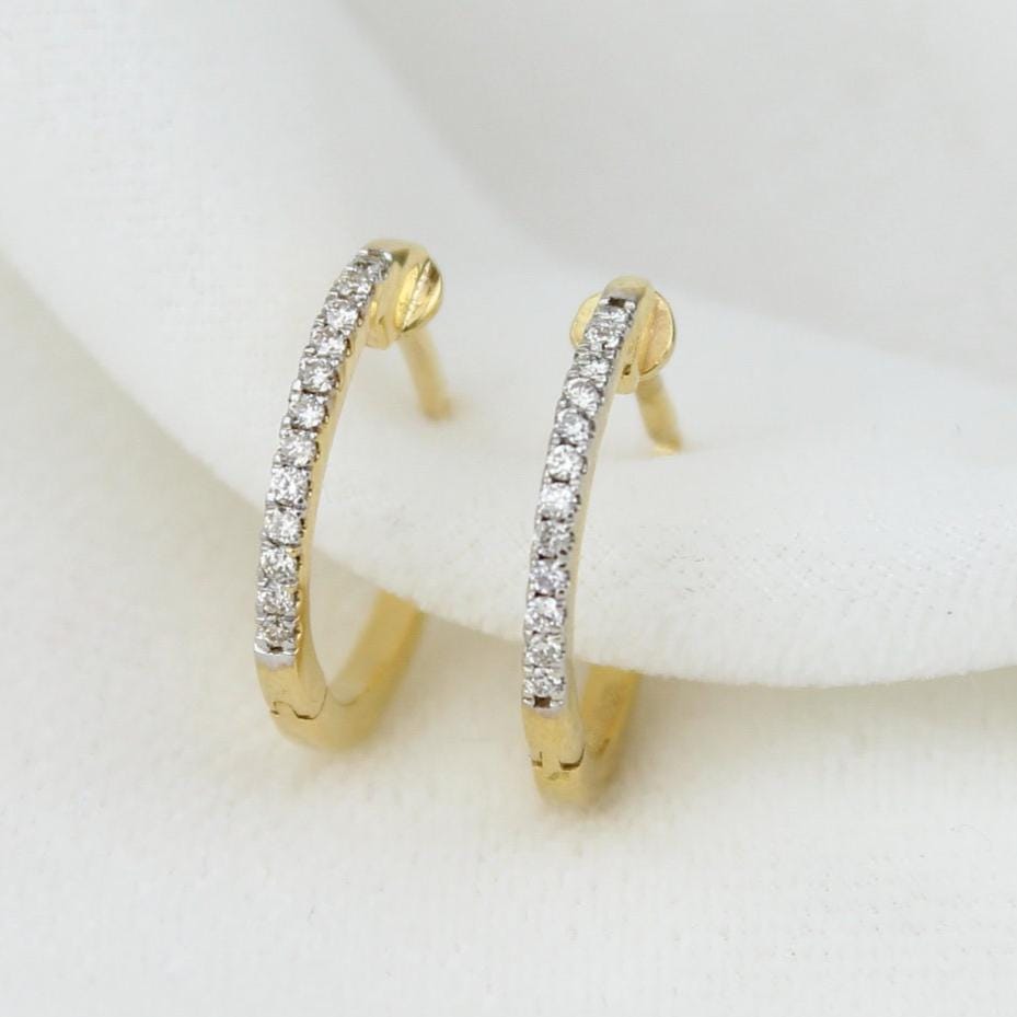 Small Diamond Plug Earrings, 14K Solid Gold, Natural Diamonds, Gift For Her