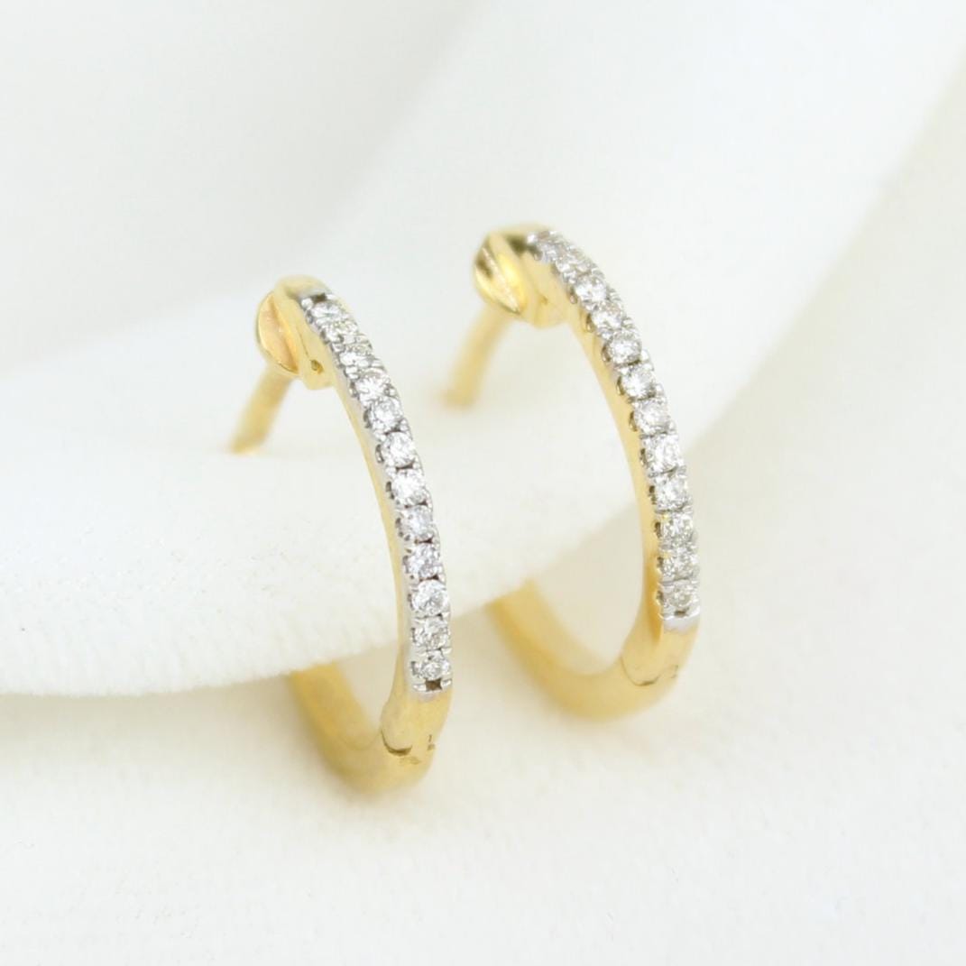 Small Diamond Plug Earrings, 14K Solid Gold, Natural Diamonds, Gift For Her