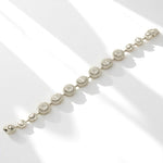 Load image into Gallery viewer, Round &amp; Oval Link Tennis Bracelet, 14K Solid Gold, Natural Diamond, Halo Cluster Set Bracelet, Stackable Jewelry, Everyday Illusion Bracelet
