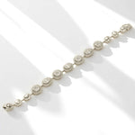Load image into Gallery viewer, Round &amp; Oval Link Natural Diamond Tennis Bracelet: 14K Solid Gold Halo Cluster Illusion Jewellery, Certified Jewelry
