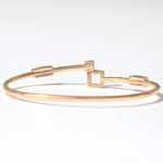 Load image into Gallery viewer, Geometric Diamond Cuff Bracelet, 14k Solid Gold, Natural Diamonds, Mother Of Pearl Open Stackable Bracelet, Dual Styling Statement Jewelry
