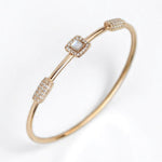 Load image into Gallery viewer, Geometric Diamond Cuff Bracelet, 14k Solid Gold, Natural Diamonds, Mother Of Pearl Open Stackable Bracelet, Dual Styling Statement Jewelry
