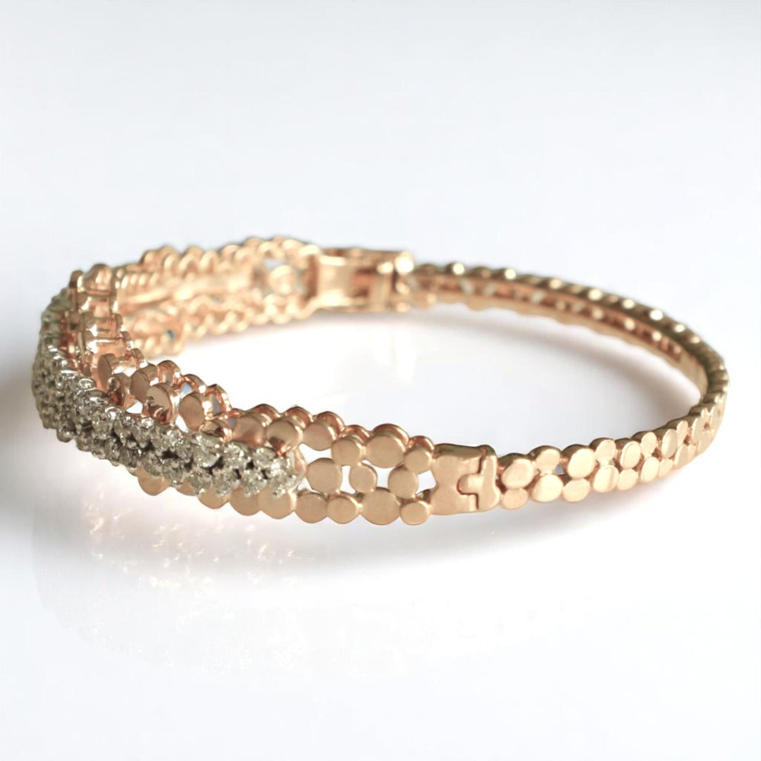 Cluster Natural Diamond Bangle Bracelet: 14k Solid Gold Bubble Bridal Wedding Jewellery,  Certified Jewelry