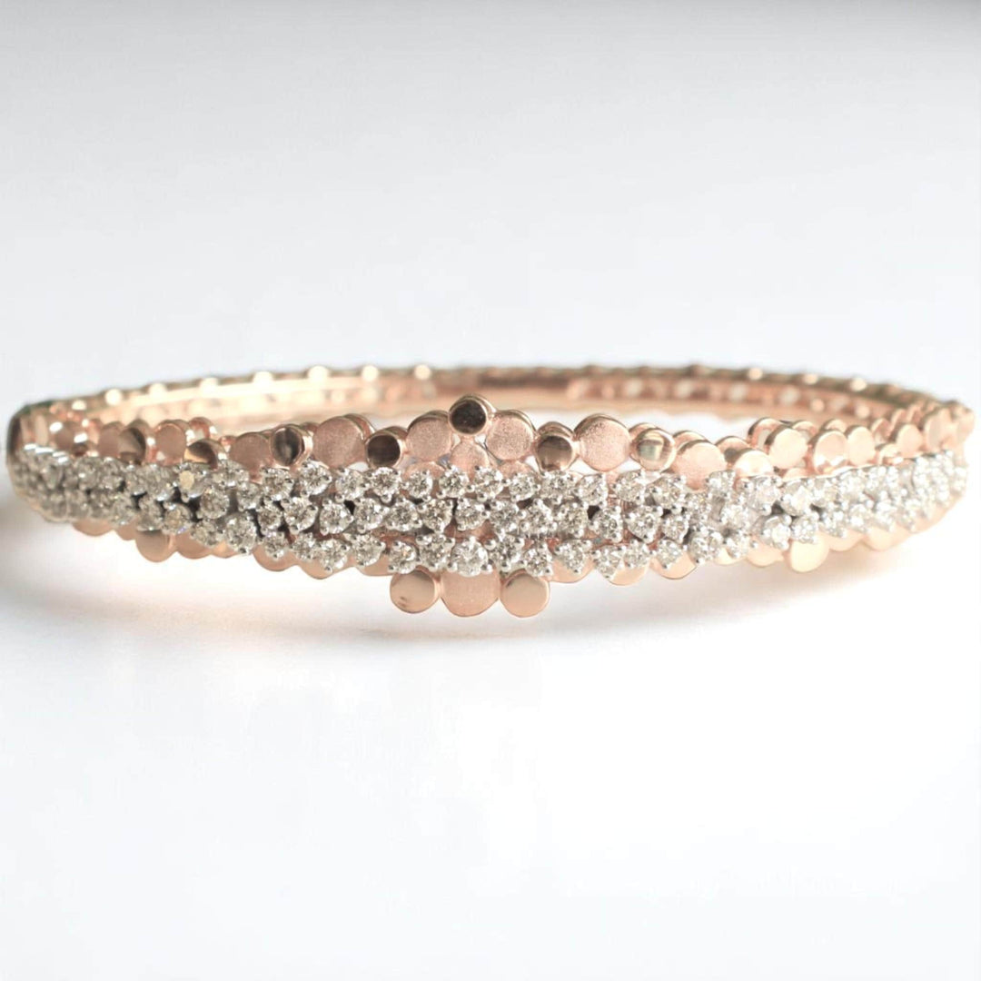 Cluster Diamond Bangle Bracelet, 14k Solid Gold, Natural Diamonds, Bubble Dot Bangle, Statement Stackable Jewelry, Bridal Wedding Bracelet