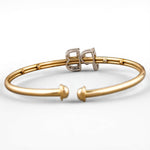 Load image into Gallery viewer, Initials Natural Diamond Open Cuff Bracelet: 14k Solid Gold Personalized Letter Jewellery, Certified Jewelry
