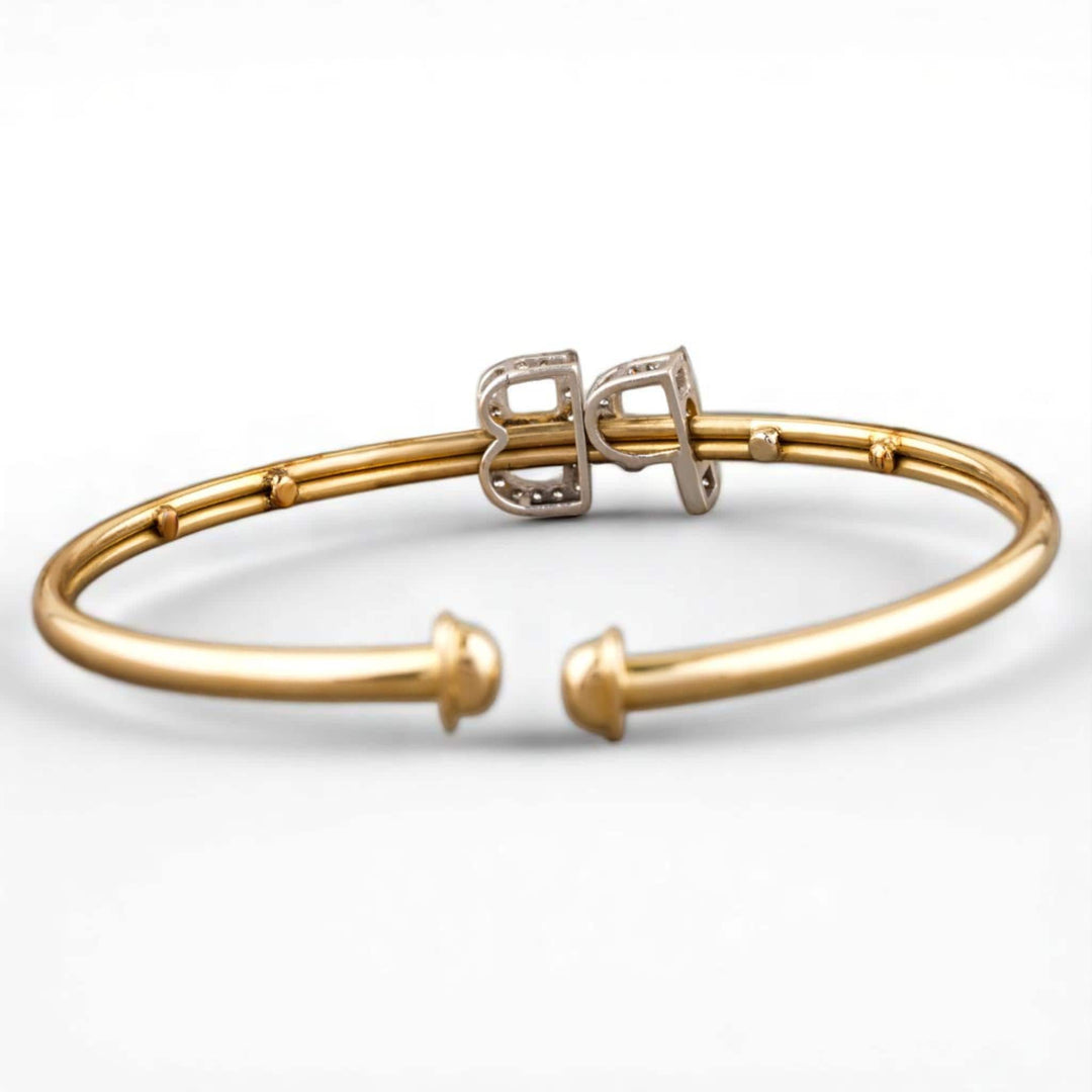 Initials Diamond Open Cuff Bracelet, 14k Solid Gold, Natural Diamonds, Personalized Letter Bracelets, Statement Stacking Jewelry