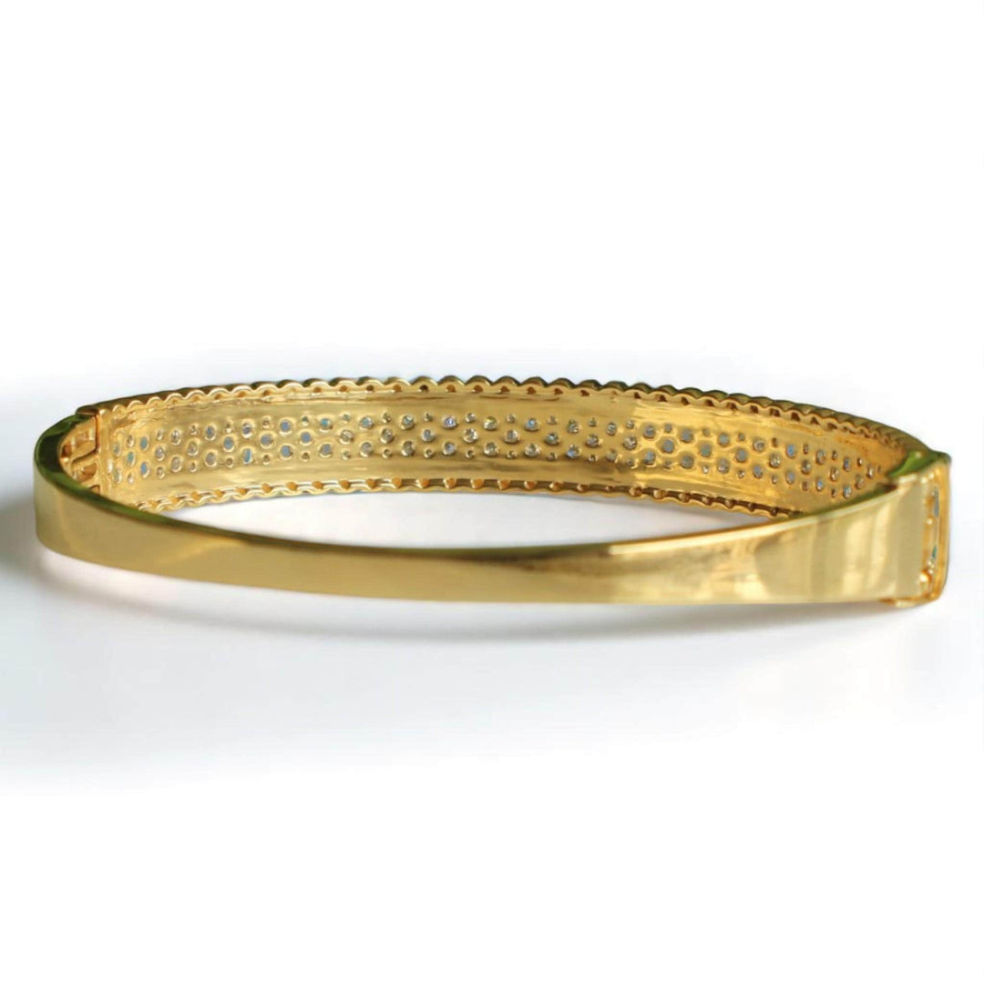 Gold Beaded Natural Diamond Broad Bracelet: 14k Solid Gold Cluster Pave Bangle Jewellery, Certified Jewelry