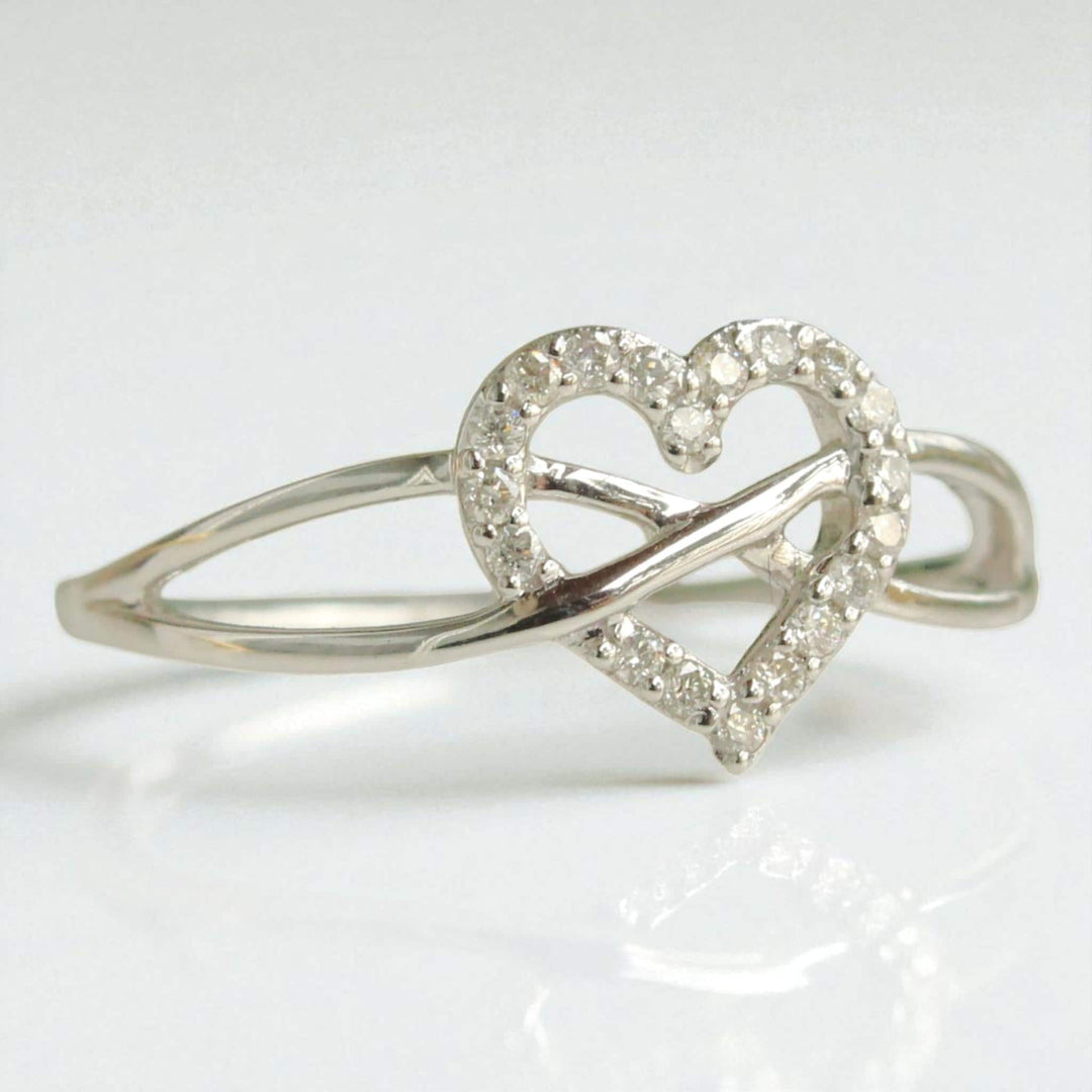 Heart Infinity Diamond Ring, 14k Solid Gold, Natural Diamonds, Promise Ring, , Everyday Stackable Jewelry Gift For Her