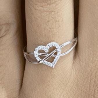 Heart Infinity Diamond Ring, 14k Solid Gold, Natural Diamonds, Promise Ring, , Everyday Stackable Jewelry Gift For Her