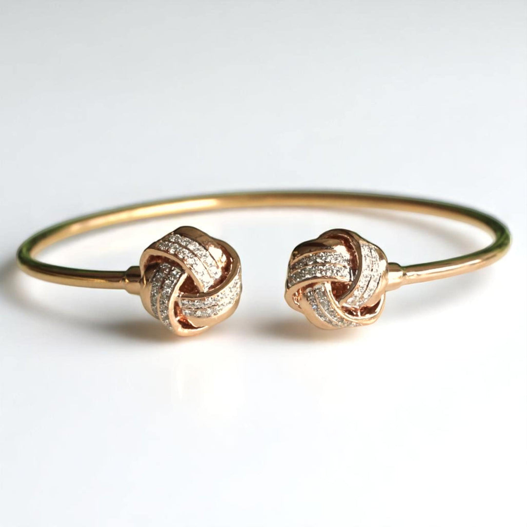 Love Knots Diamond Bracelet, 14K Solid Gold, Natural Diamonds, Open Cuff Statement Jewelry, Stackable Bracelet, Minimalistic Jewelry