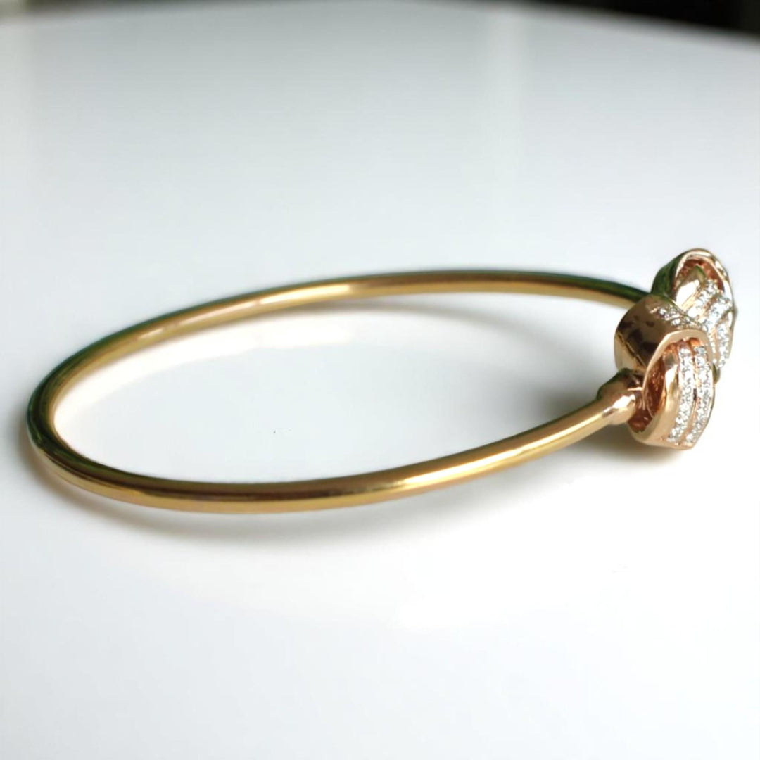 Love Knots Diamond Bracelet, 14K Solid Gold, Natural Diamonds, Open Cuff Statement Jewelry, Stackable Bracelet, Minimalistic Jewelry