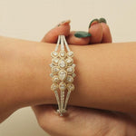 Load image into Gallery viewer, Floral Cluster Diamond Bracelet, 14k Solid Gold, Fancy Natural Diamonds, Halo Cocktail Bangle, Bold Statement Bracelet, Bridal Cuff Jewelry
