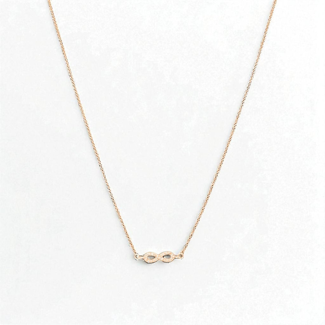 Infinity Charm Diamond Necklace, 14k Solid Gold, Natural Diamonds, Dainty Eternity Necklace, Minimalist Stacking Necklace, Gift For Her