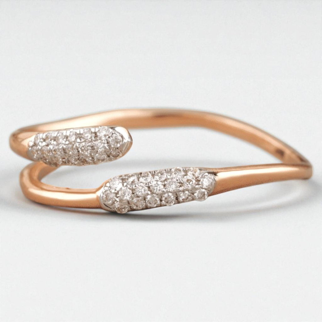 Diamond Cuff Ring, 14K Solid Gold, Promise Ring, Natural Diamonds, , Everyday Jewelry Gift For Her