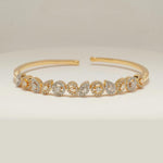 Load image into Gallery viewer, Pear &amp; Marquise Cuff Diamond Bracelet, 14k Solid Gold, Natural Diamonds, Halo Statement Bangle, Stackable Open Bridal Cocktail Jewelry
