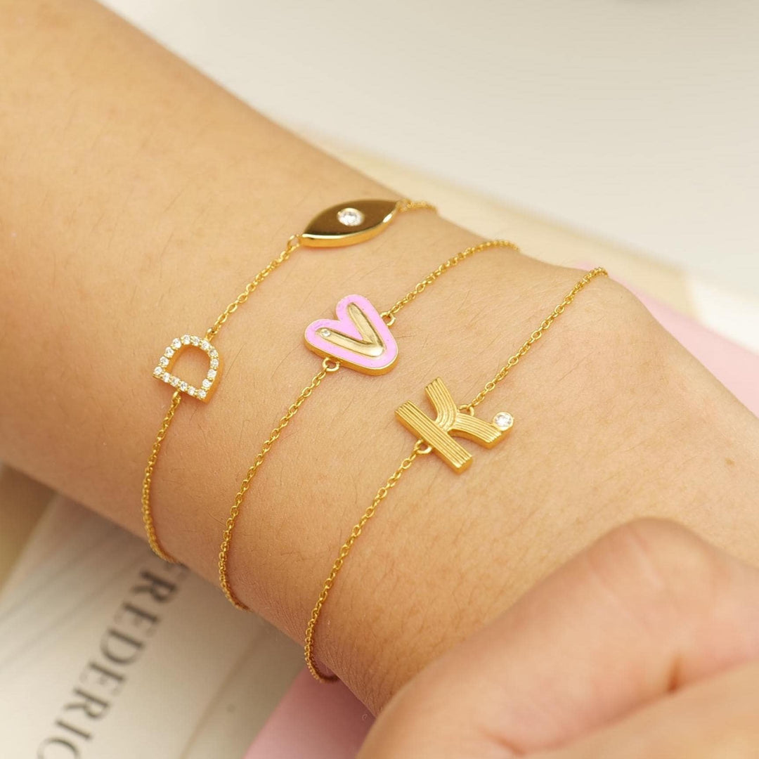 Personalized Flute Initial Diamond Bracelet, 14k Solid Gold, Natural Diamonds, Custom letter Everyday Jewelry, Word Charm Stacking Chain