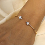 Load image into Gallery viewer, Cone End Diamond Bracelet, 14K Solid Gold, Natural Diamonds, Dual Tone Open Cuff, Geometric Statement Bracelet, Minimalist Stacking Jewelry
