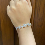 Load image into Gallery viewer, Round and Square Halo Set Bracelet, 14k Solid Gold, Natural Diamonds, Bold Statement Cluster Bangle, Stackable Wedding Jewelry
