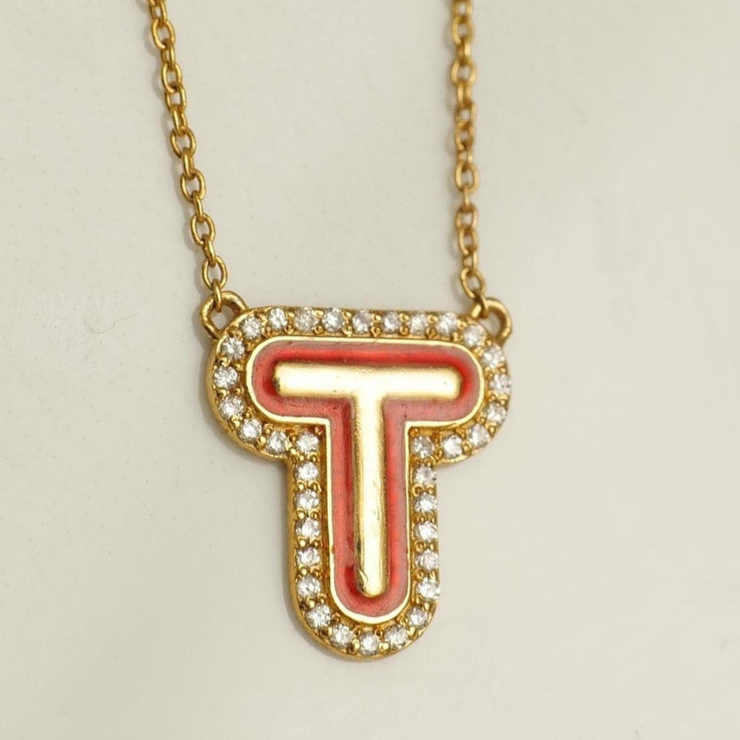 Personalized Initial Halo Diamond Enamel Necklace, 14k Solid Gold, Natural Diamonds, Minimalist Custom Jewelry, Everyday Layering Jewelry