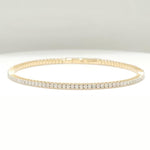 Load image into Gallery viewer, Single Row Diamond Bracelet, 14k Solid Gold, Natural Diamond, Sleek Everyday Jewelry, Flexible Stacking Bangle, Minimalist Eternity Bracelet
