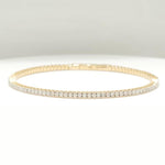 Load image into Gallery viewer, Single Row Sleek Natural Diamond Bangle Bracelet: 14k Solid Gold Flexible Stacking Everyday Jewellery, Eternity Bracelet, Certified Jewelry
