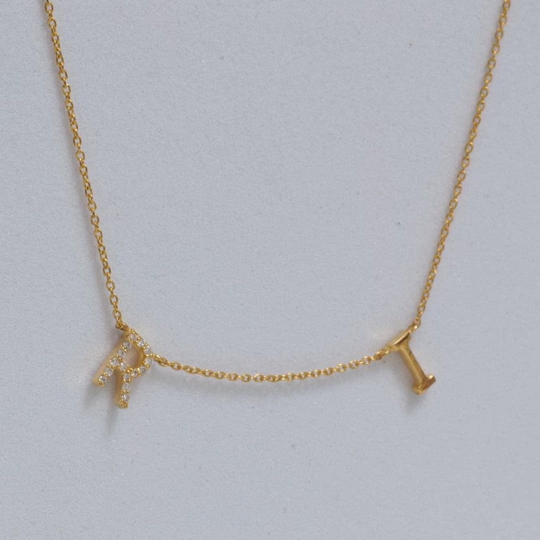 Personalized Initials Charm Diamond Necklace, 14k Solid Gold, Natural Diamonds, Stacking Customized Necklace, Minimalist Everyday Jewelry