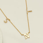 Load image into Gallery viewer, Personalized Initials Diamond Necklace, 14k Solid Gold, Natural Diamonds,  Name Charm Stacking Jewelry, Customized Minimalist Necklace
