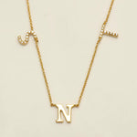 Load image into Gallery viewer, Personalized Initials Diamond Necklace, 14k Solid Gold, Natural Diamonds,  Name Charm Stacking Jewelry, Customized Minimalist Necklace
