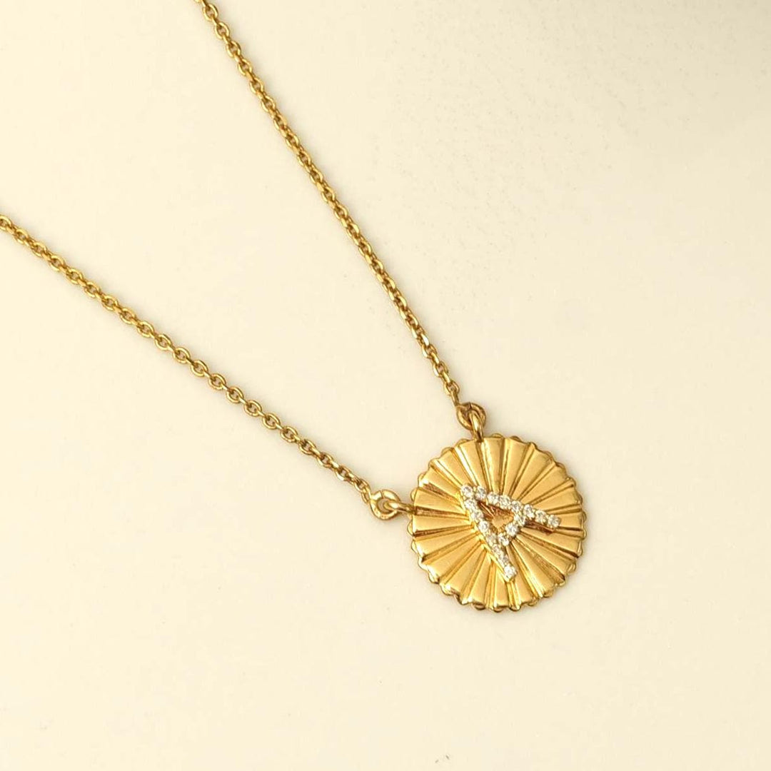 Personalized Medallion Initial Diamond Necklace, 14k Solid Gold, Natural Diamonds, Minimalist Custom Jewelry, Stacking Letter Charm Necklace