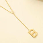 Load image into Gallery viewer, Personalized Initial Lariat Necklace, 14k Solid Gold Diamond Letter, Natural Diamonds, Custom Name Initial Jewelry, Minimalist
