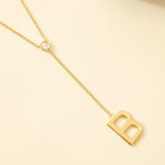 Load image into Gallery viewer, Personalized Initial Lariat Necklace, 14k Solid Gold Diamond Letter, Natural Diamonds, Custom Name Initial Jewelry, Minimalist
