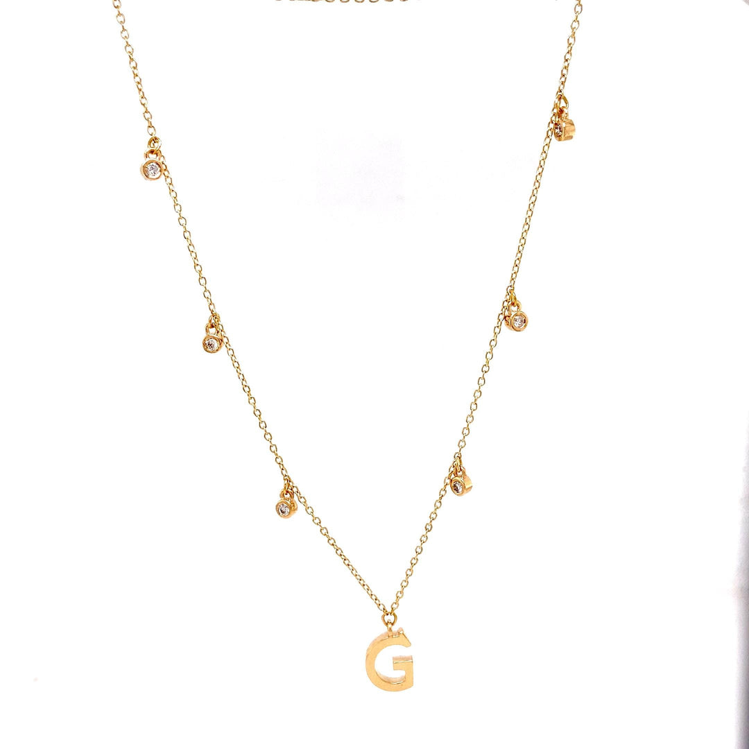 Personalized Initial Diamond Necklace, 14k Solid Gold, Natural Diamonds, Minimalist Custom Jewelry, Drop Letter Necklace, Stacking Jewelry