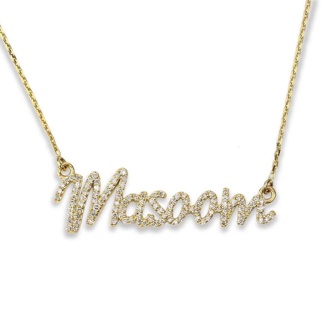 Name Letter Diamond Necklace, 14k Solid Gold, Natural Diamonds, Script Word Jewelry, Minimalistic Everyday Necklace, Stacking Jewelry