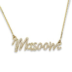 Load image into Gallery viewer, Name Letter Diamond Necklace, 14k Solid Gold, Natural Diamonds, Script Word Jewelry, Minimalistic Everyday Necklace, Stacking Jewelry
