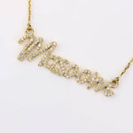 Load image into Gallery viewer, Name Letter Diamond Necklace, 14k Solid Gold, Natural Diamonds, Script Word Jewelry, Minimalistic Everyday Necklace, Stacking Jewelry
