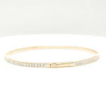 Load image into Gallery viewer, Single Row Diamond Bracelet, 14k Solid Gold, Natural Diamond, Sleek Everyday Jewelry, Flexible Stacking Bangle, Minimalist Eternity Bracelet
