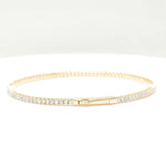 Load image into Gallery viewer, Single Row Sleek Natural Diamond Bangle Bracelet: 14k Solid Gold Flexible Stacking Everyday Jewellery, Eternity Bracelet, Certified Jewelry
