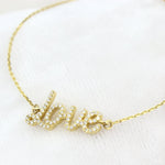 Load image into Gallery viewer, Love Chain Diamond Bracelet, 14k Solid Gold, Natural Diamonds, Inspirational Name Jewelry, Handcrafted Everyday Wear, Minimal Word Bracelet
