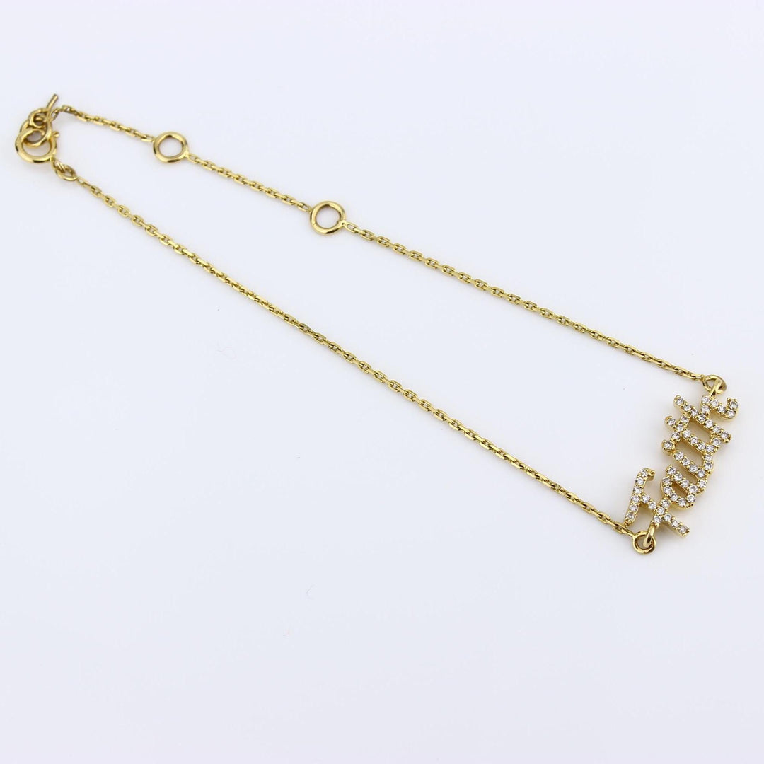 Faith Diamond Chain Bracelet, 14k Solid Gold, Natural Diamond, Inspirational Jewelry, Handcrafted Everyday Chain, Word Minimalistic Bracelet