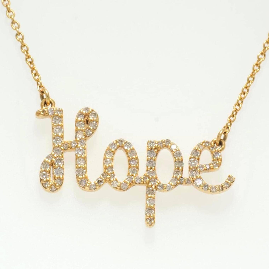 Hope Word Diamond Pendant Necklace, 14k Solid Gold, Natural Diamonds, Script Letter Affirmation Chain  Necklace, Stackable Everyday Jewelry