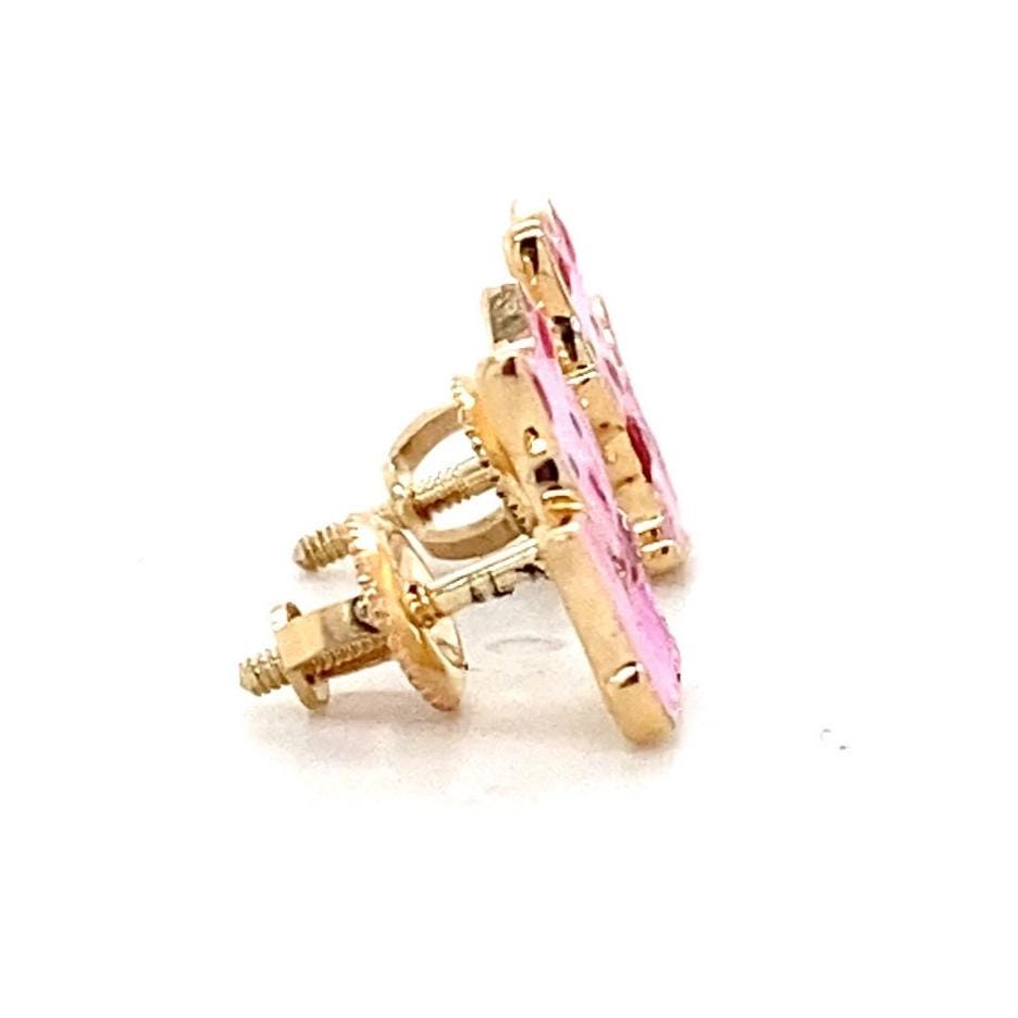 Kids Kitty Diamond Stud Earrings, 14k Solid Gold, Natural Diamonds, Enamel Animal Jewelry, Everyday Gift for toddlers/girls, Ready To Ship