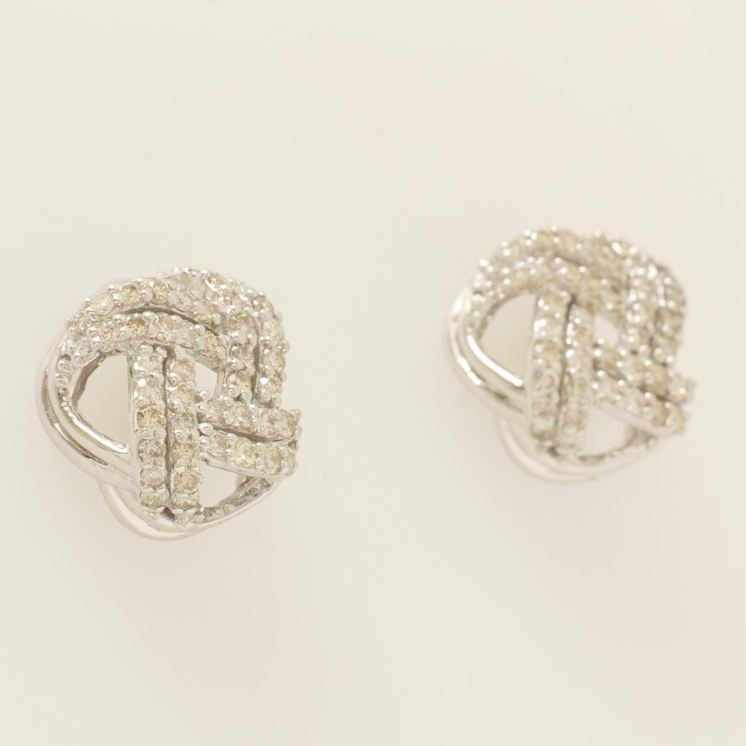 Knot Diamond Stud Earrings, 14k Solid Gold, Natural Diamonds, Pavé Infinity Jewelry, Minimalist Everyday Jewelry, Statement Studs