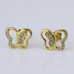 Load image into Gallery viewer, Kids Butterfly Diamond Stud Earrings, 14k Solid Gold, Natural Diamonds, Animal Jewelry, Gift for toddlers/girls/kids, Ready To Ship
