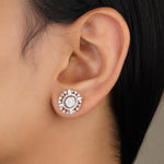 Load image into Gallery viewer, Oval Cluster Diamond Stud, 14k Solid Gold, Natural Diamonds, Marquise Floral Halo Earrings, Illusion Cocktail Studs, Statement Jewelry
