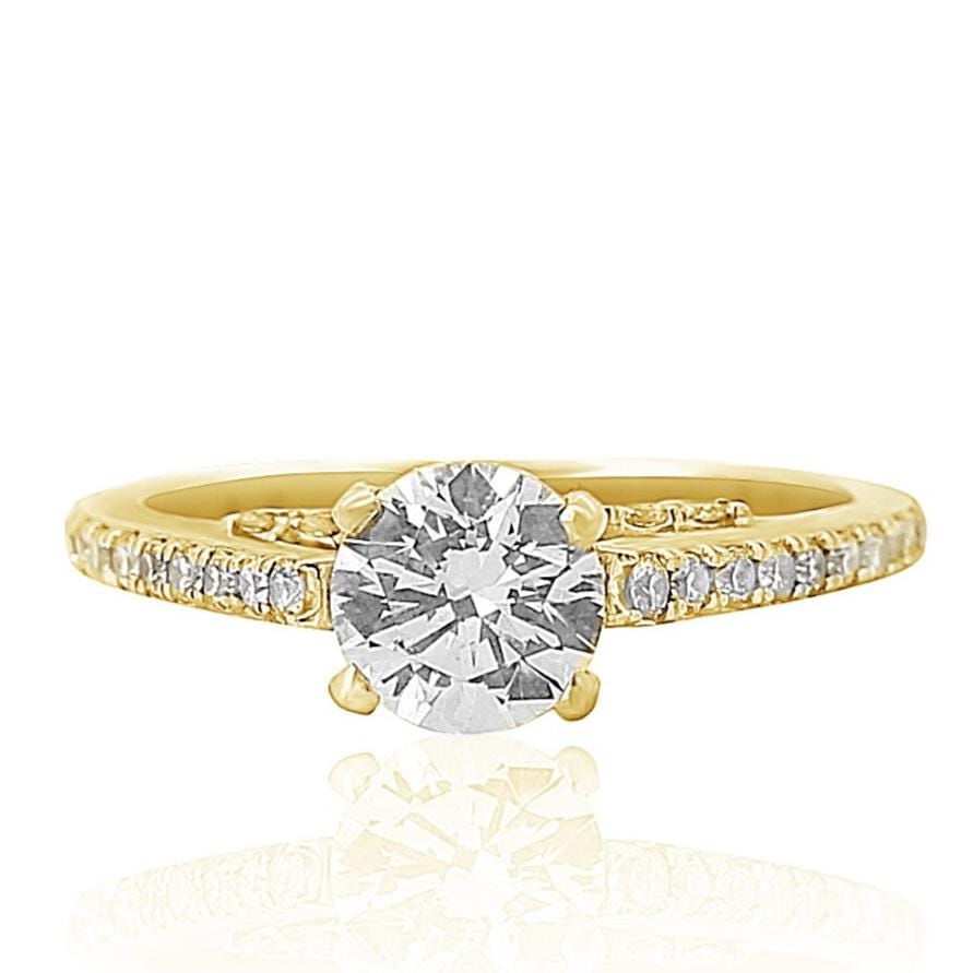 Round Solitaire Diamond Ring, 14K Solid Gold Engagement Ring, Natural Diamonds, Gift For Her